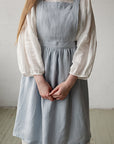 Baby Blue Midi Cross Back Linen Pinafore