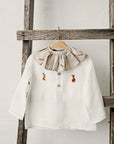 Natural Ruffle Linen Collar with Branches