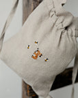 Rabbit and Bees Linen Backpack