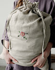 Vintage Rose Pouch Linen Bag