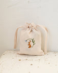 Rabbit and Flower Pouch Linen Bag