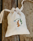 Rabbit and Flower Pouch Linen Bag