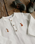 White Long Sleeve Button Linen Shirt
