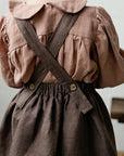 Cacao Cross Back Linen Pinafore