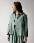Mint Peter Pan Linen Collar Linen Jacket