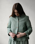 Mint Peter Pan Linen Collar Linen Jacket