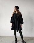 Black Short Kimono Linen Dress
