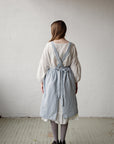 Baby Blue Midi Cross Back Linen Pinafore
