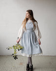 Baby Blue Midi Cross Back Linen Pinafore
