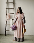 Baby Pink Long Vintage Linen Apron