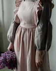 Baby Pink Long Vintage Linen Apron