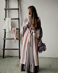 Baby Pink Long Vintage Linen Apron