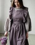Mauve Long Vintage Linen Apron