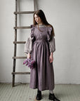 Mauve Long Vintage Linen Apron