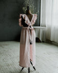 Baby Pink Long Vintage Linen Apron