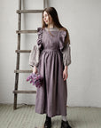 Mauve Long Vintage Linen Apron