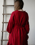Cherry Ruffle Kimono Linen Dress