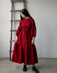 Cherry Ruffle Kimono Linen Dress
