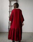 Cherry Ruffle Kimono Linen Dress