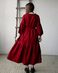 Cherry Ruffle Kimono Linen Dress