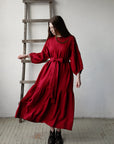 Cherry Ruffle Kimono Linen Dress