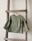 Sage Long Sleeve Button Linen Shirt
