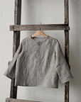 B&W Stripe Long Sleeve Button Linen Shirt