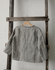 B&W Stripe Long Sleeve Button Linen Shirt