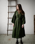 Forest Green Kimono Linen Dress