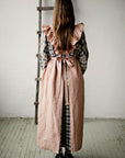 Dusty Rose Long Vintage Linen Apron
