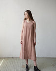 Dusty Rose Sleeveless Linen Dress