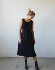 Black Sleeveless Linen Dress