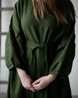 Forest Green Kimono Linen Dress