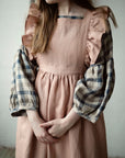 Dusty Rose Long Vintage Linen Apron