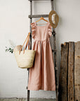 Dusty Rose Long Vintage Linen Apron