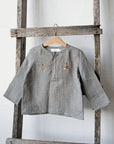 Grey Gingham Long Sleeve Linen Shirt