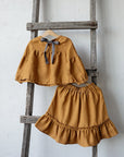 Mustard Ruffle Linen Skirt