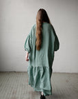 Mint Ruffle Kimono Linen Dress