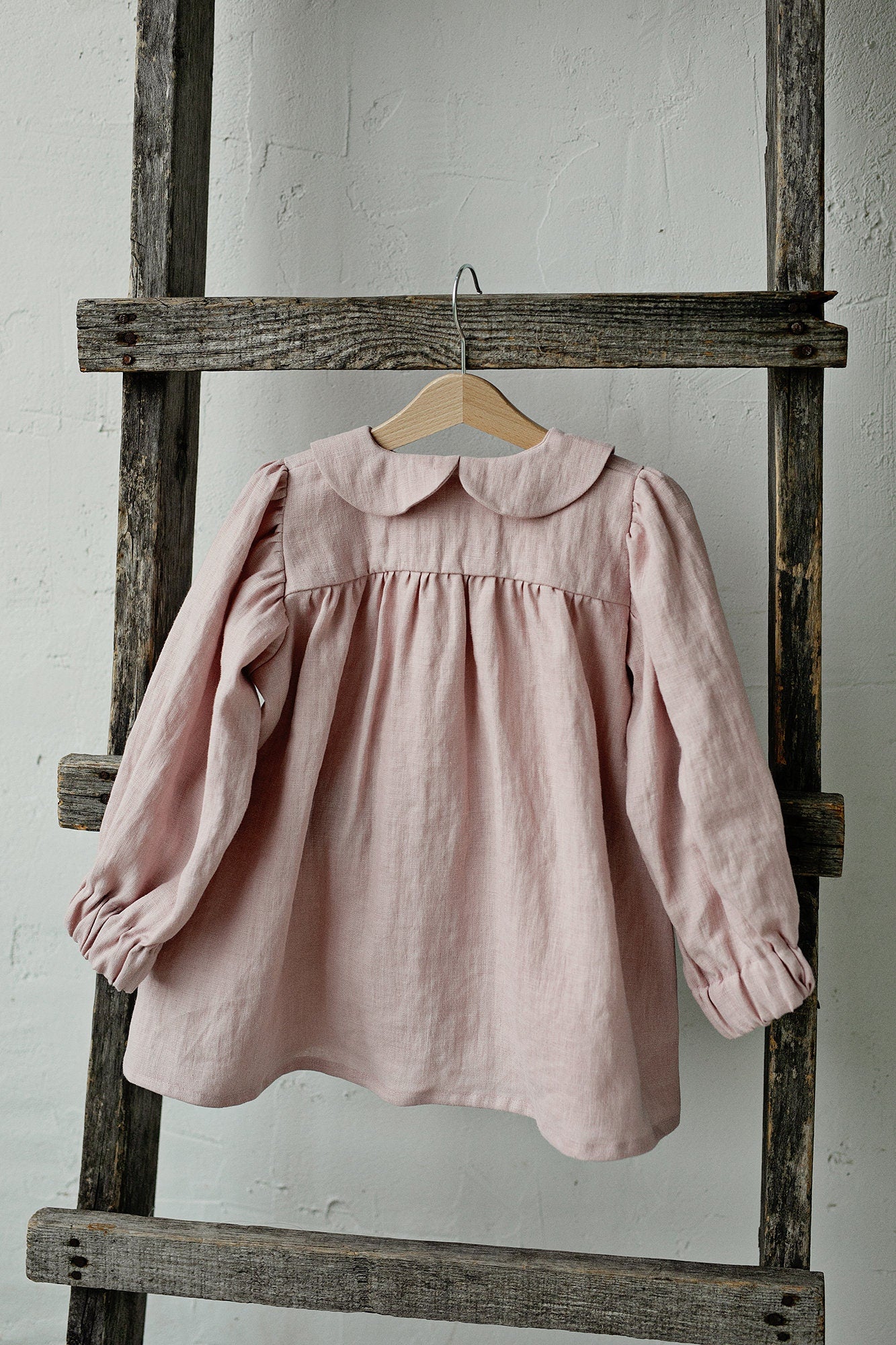 chinese dress ladies Baby Pink Linen Tunic Dress – allthebeautifullinen