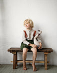 Forest Green & Rust Autumn Linen Shorts with Suspenders