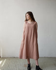 Dusty Rose Sleeveless Linen Dress