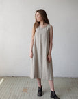 Natural Sleeveless Linen Dress
