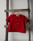 Cherry Short Sleeve Button Linen Shirt