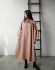 Dusty Rose Kimono Linen Dress