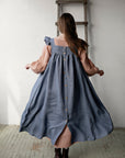 Dusty Blue Prairie Linen Dress