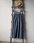 Dusty Blue Prairie Linen Dress