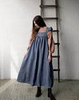 Dusty Blue Prairie Linen Dress