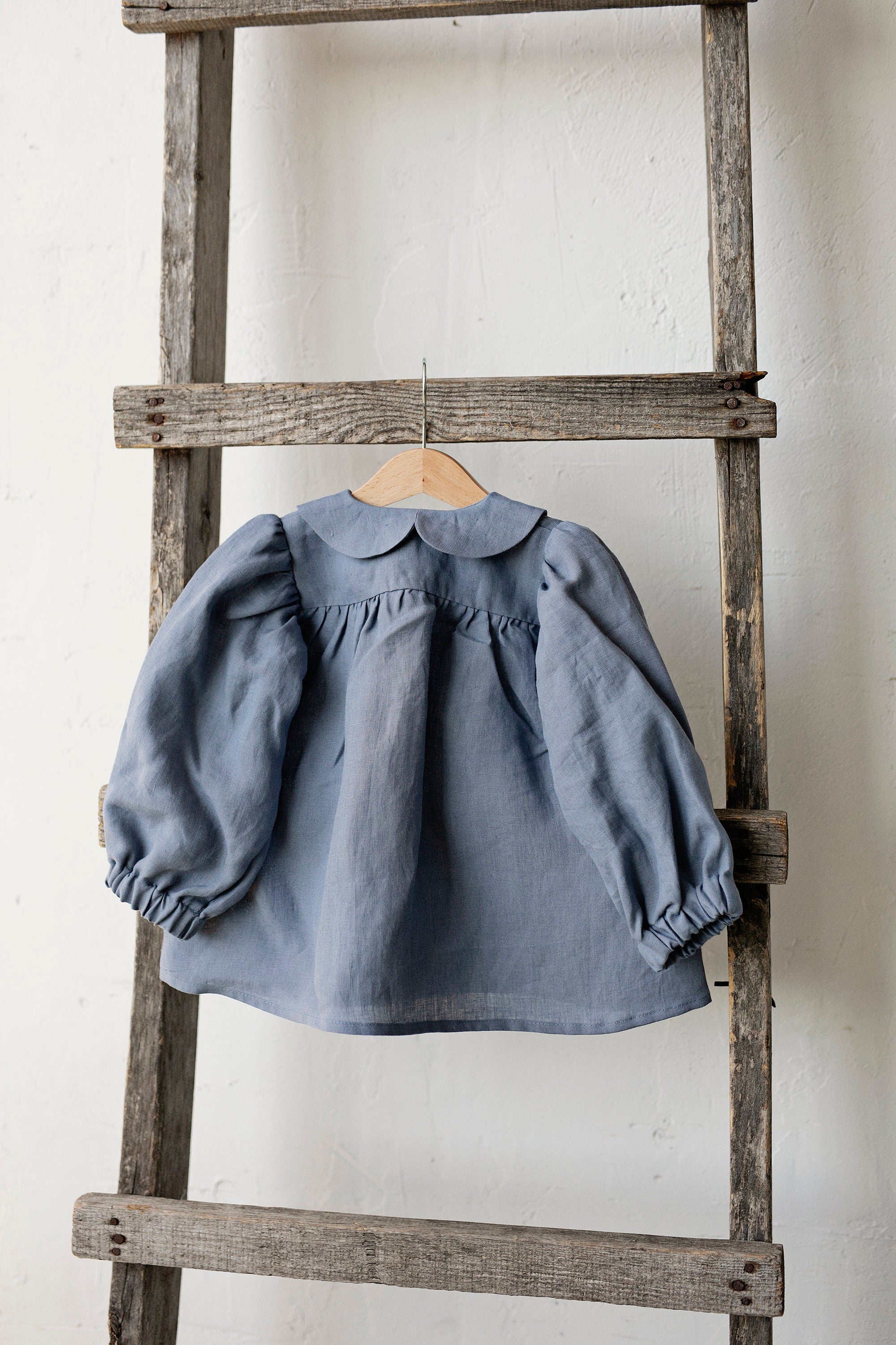 Linen Shirt Dress Dusty Blue