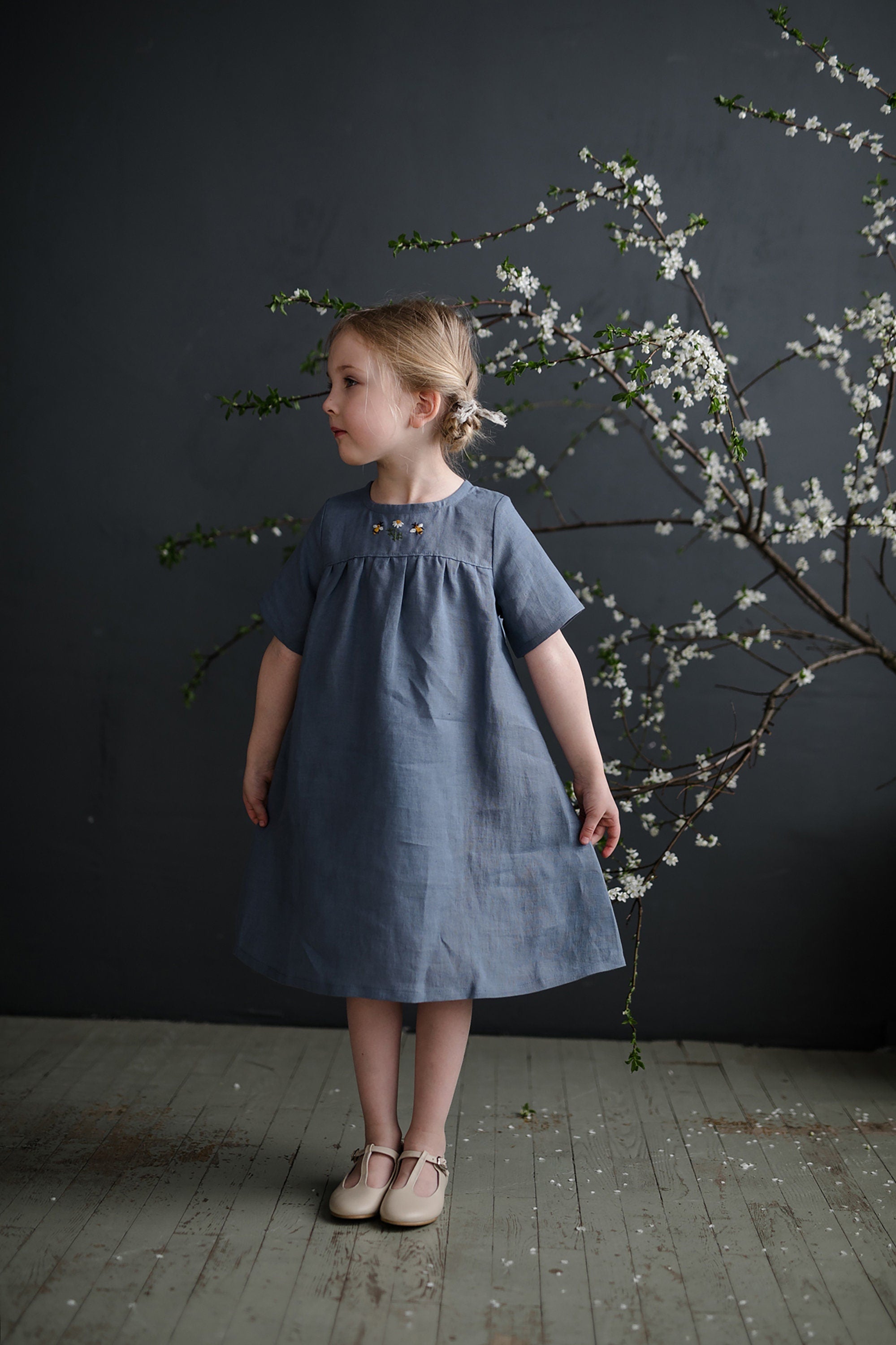 Dusty Blue Summer Linen Dress allthebeautifullinen Dusty Blue Summer Linen Dress allthebeautifullinen