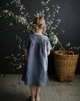 Dusty Blue Summer Linen Dress